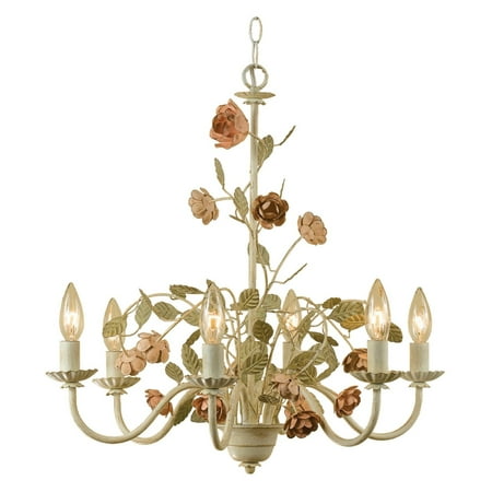 Allen Antique Lighting - AF Lighting Ramblin' Rose 6-Light Chandelier, Antique Cream