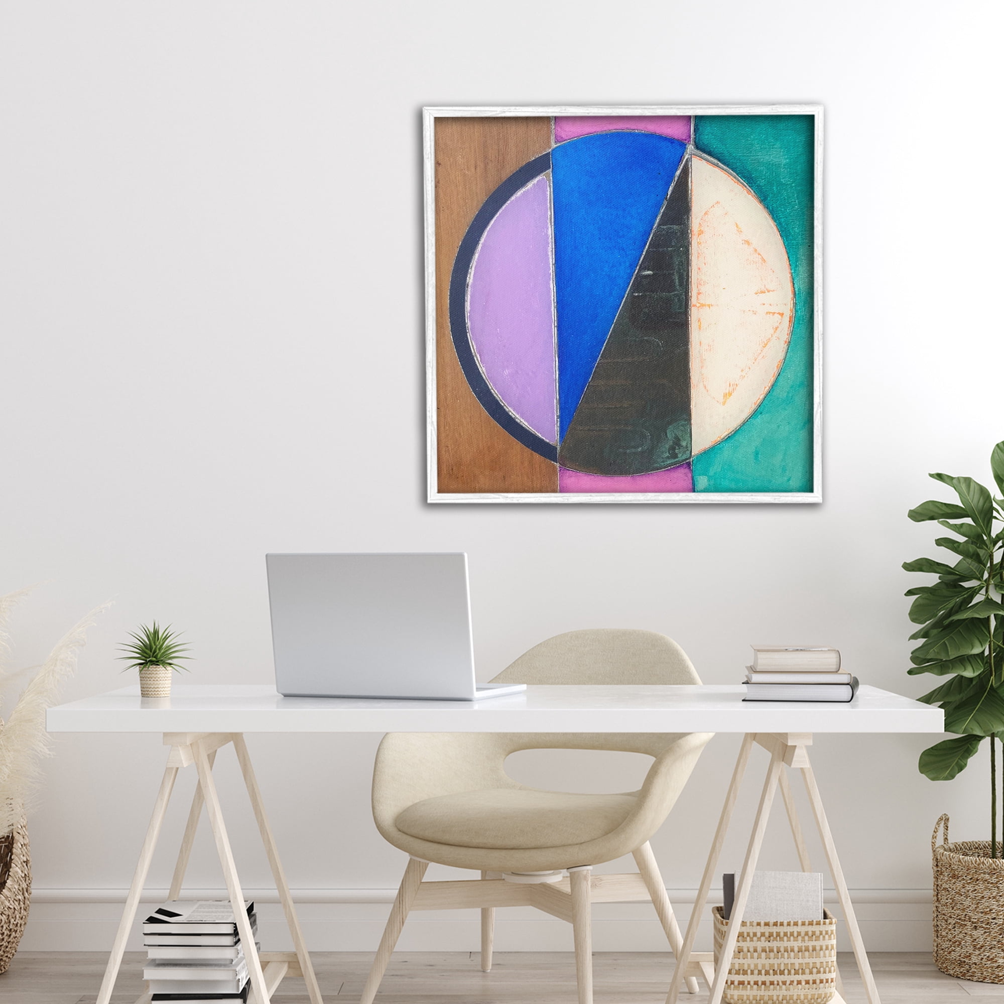 Stupell Industries Split Symmetry Circle White Framed Giclee Art, design by Matthew Finger