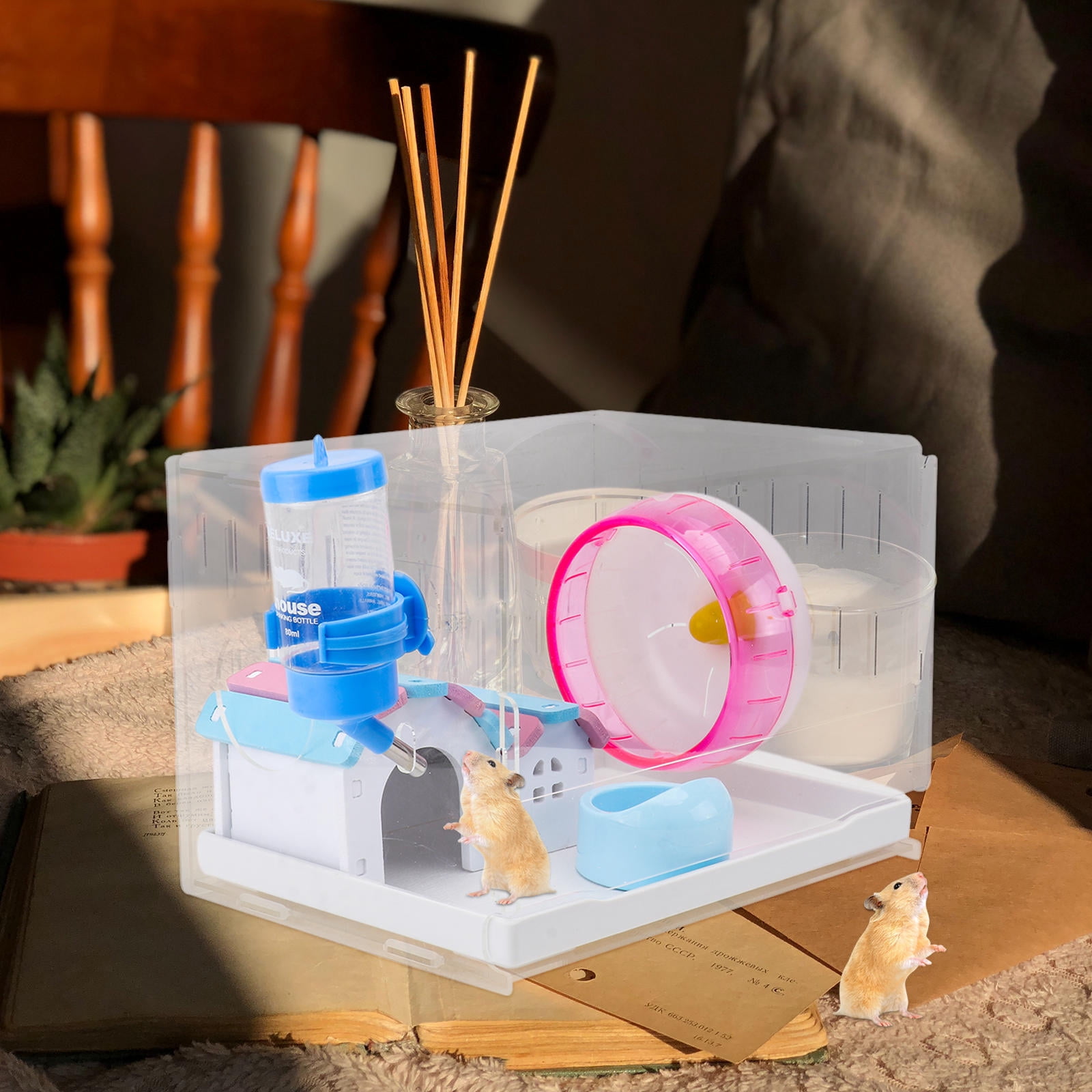IBASETOY Assorted Color Pet House Hamster Cage Made of Acrylic and Plastic for Use Single Layer