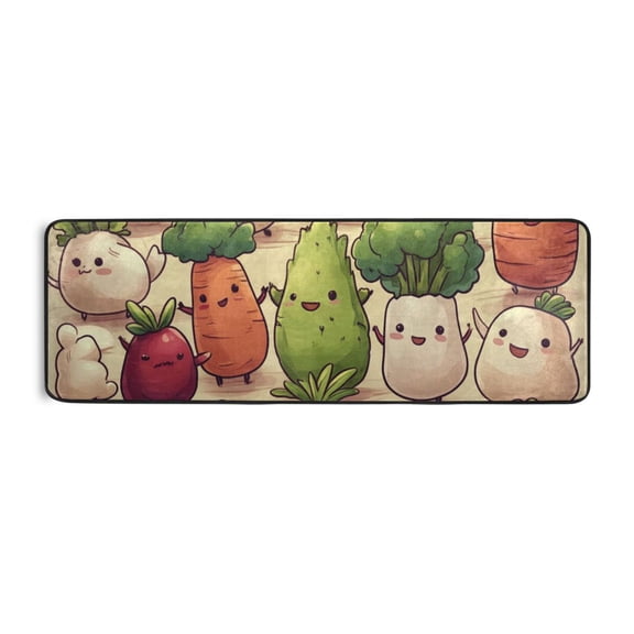 Cute Cartoon Vegetables Runner Rug for Hallways Kitchen Non Slip 2'x 6' Washable Hall Carpet for Bedroom Entryway Laundry Room