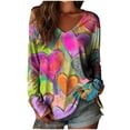 thumbnail image 2 of Uootdi Boho Tops for Women Love Heart Printed Graphic Long Sleeve Shirts Vintage Lightweight Casual Loose Graphic Blouses Gift, 2 of 3