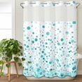 thumbnail image 3 of Turquoise Polka Dot No Hook Shower Curtain Waterproof,Bathroom Curtains with Snap in Liners and See Through Top Window,Modern Art Abstract Watercolor Dot Hotel Style Bathtub Curtains Shower 72"Wx84"L, 3 of 8