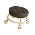 thumbnail image 4 of Asiento de rodillos de taburete enrollable adulto redonda resistente con cuero de la rueda de rueda para la entrada de la cocina salón pedicura de la Negro, 4 of 8