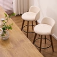 thumbnail image 6 of EYYTHUNG 26" Counter Height Bar Stools Set of 3 Mid Century Modern Farmhouse Swivel Barstools Chenille Fabric Upholstered Bar Height Island Chairs with Curved Backrest, Brown/Beige, 6 of 8