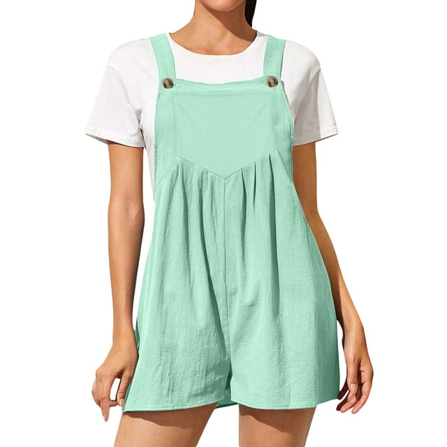 xiaxaixu Women's Short Overalls Casual Summer Rompers Sleeveless Solid Color Shortalls Baggy Jumpsuits