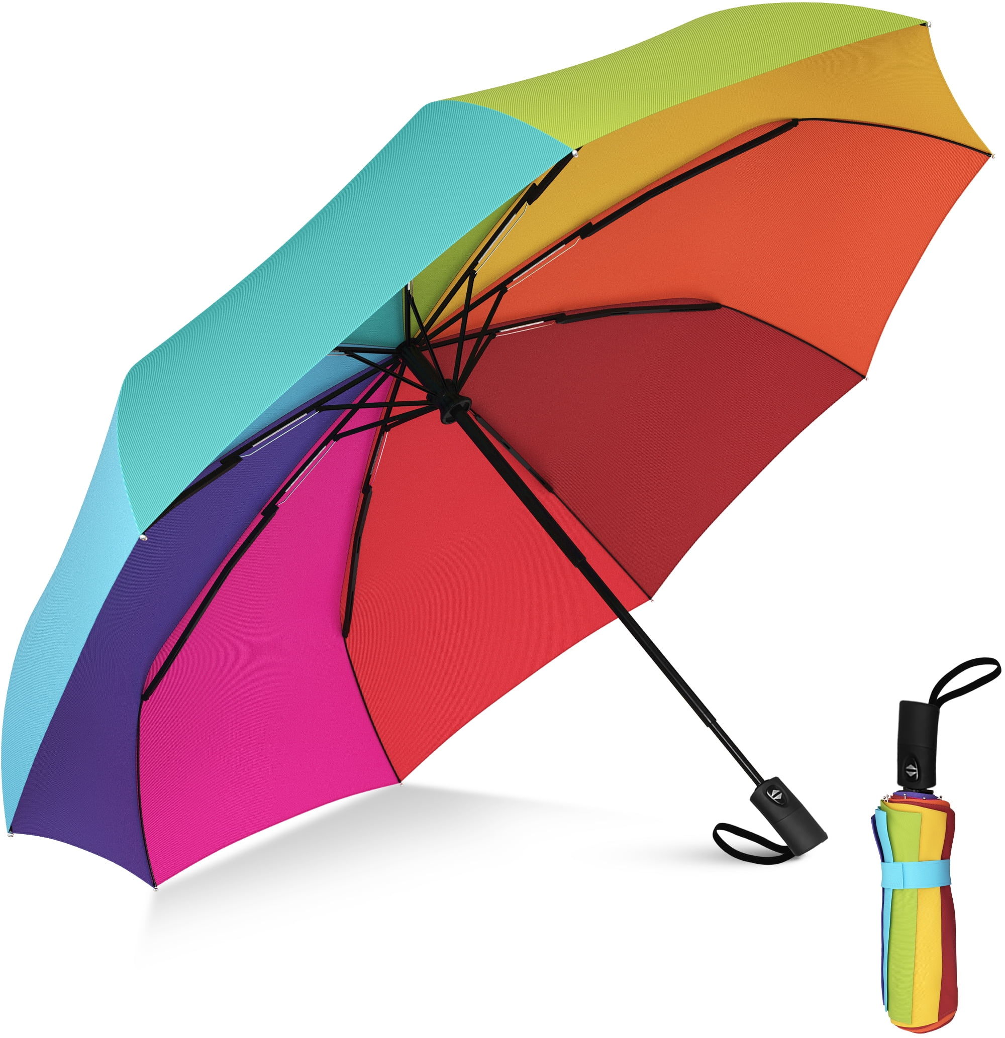 Rainbow Umbrella Compact Windproof Rainproof Folding Classic Umbrella New 