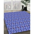 thumbnail image 3 of Ahgly Company Machine Washable Indoor Round Transitional Sky Blue Area Rugs, 5' Round, 3 of 7
