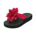thumbnail image 2 of HTHLVMD Comfortable Non-Slip Beach Shoes, 3d Floral Sandals for Women 2026 Dressy Flatform Thongs Flip Flops Summer Beach Vacation Fashion Casual Flip Flops Elegant Flower Trim Slippers, Red 6, 2 of 7