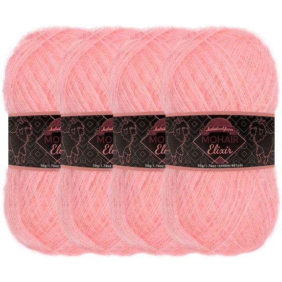 JubileeYarn Mohair Elixir Yarn - Baby Wool Blend - 50g/Skein - Desert Rose - 4 Skeins