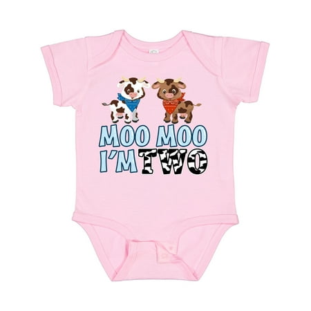 

Inktastic Moo Moo I m 2 with Cute Holstein Cows Boys or Girls Baby Bodysuit