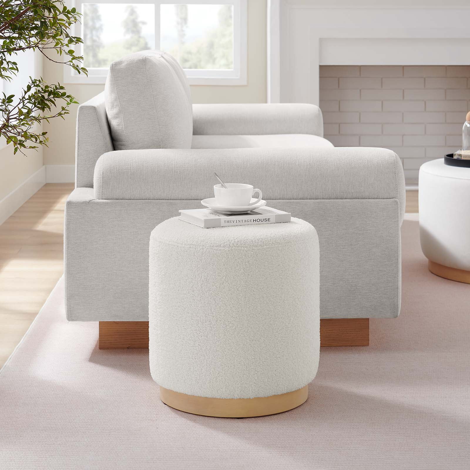 Tilden Ottoman in Ivory Natural