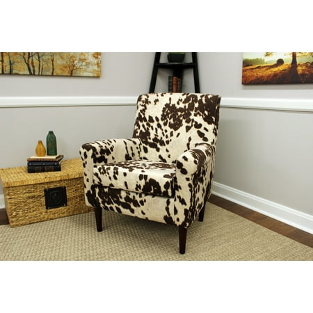 Ellis Rolled Arm Lounge Chair - Cowhide Brown - Walmart.com