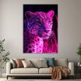 thumbnail image 6 of Mudket Framed Neon Pink Leopard Canvas Wall Art, Cool Glowing Leopard Print Room Decor, Trendy Animal Wall Art for Bedroom Office - 12"L x 8"W, 6 of 10