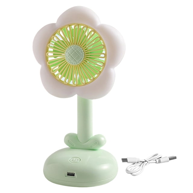 BotaniNest Personal Handheld Fan Desktop Mini USB Rechargeable Fan With LED Light Cute Flower Shaped Small Fan Adjustable 2 Speed Low Noise Personal Held Fans For Outdoor Travel Camping