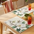 thumbnail image 4 of White Floral Placemats Set of 2, Magnolia Bud Green Leaf Non-Slip Place Mats Washable Table Mats for Kitchen Dining Table Decorations Indoor/Outdoor, 4 of 9