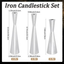 3Pcs 3 Size Silver Taper Candlestick Holders Metal Candle Stick Stand Decorative Centerpiece with Flat Round for Table Anniversary Wedding Party Dinning Table Centerpiece