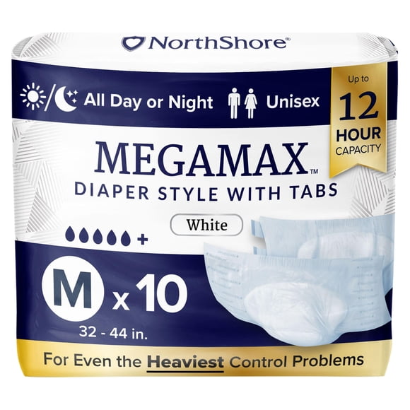 Pañales nocturnos NorthShore MegaMax para adultos, tamaño mediano, 10 unidades