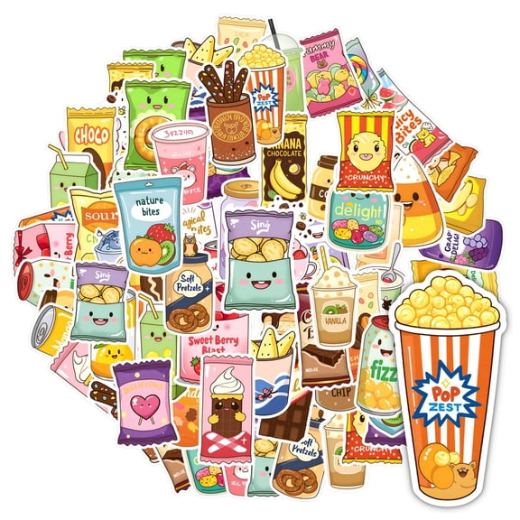 35pcs-50pcs Cute Stickers Snack Characters Kids Stickers Children Stickers for Luggage Phone Suitcase