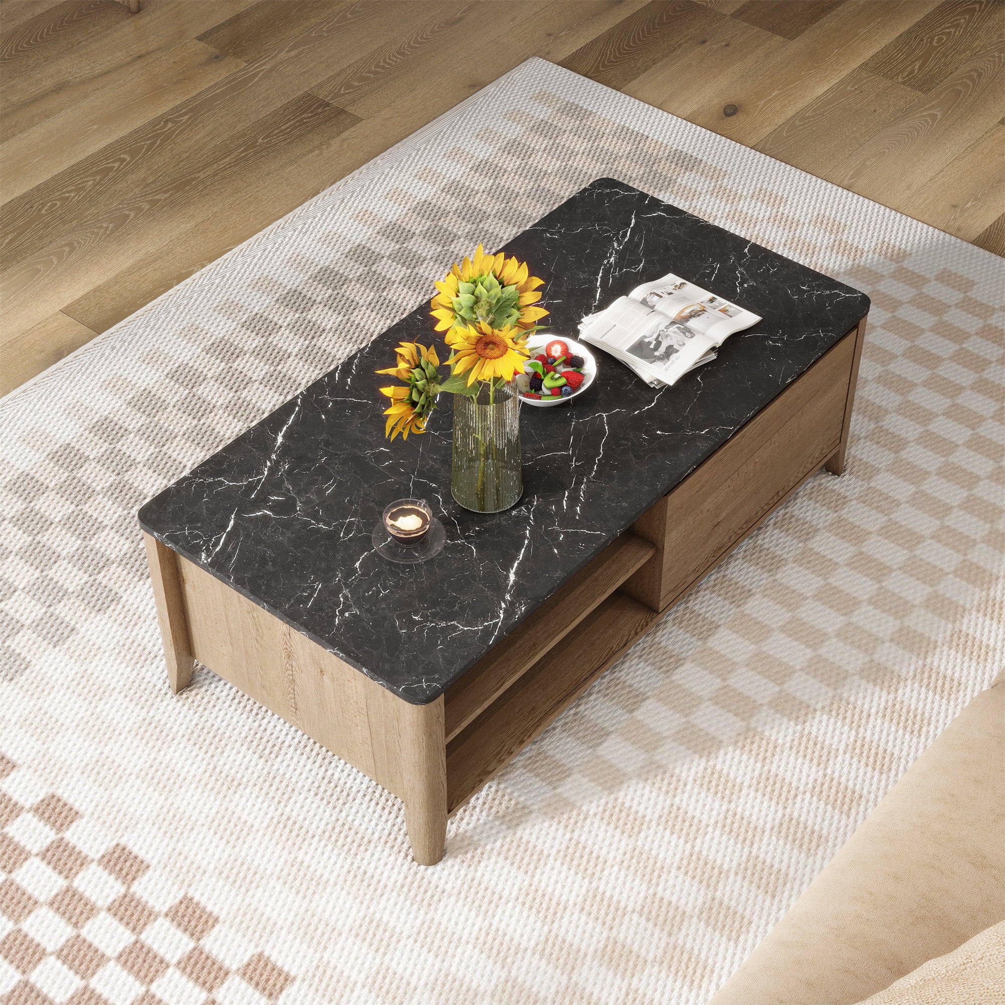 Resenkos Modern Drawer Coffee Table, Accent Table Bedside Table for Living Room or Office, Light Brown Resenkos Modern Drawer Coffee Table, Accent Table Bedside Table for Living Room or Office, Light Brown