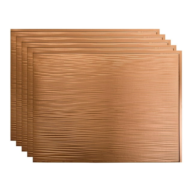 FASÄDE Ripple Polished Copper 18in x 24in Decorative Vinyl Backsplash Panel (5 Pack)
