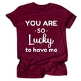 thumbnail image 2 of Fesfesfes Valentine's Day Tshirt Women Short Sleeve Tops Printed O-Neck Tops Loose Pullover Tee T-Shirt, 2 of 4