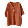 thumbnail image 5 of Summer Loose Fitting Short Sleeve V-Neck Women T Shirt Casual SolidBrownXXXXL, 5 of 5