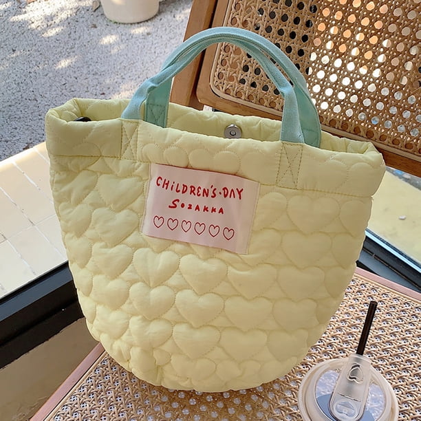 Bolso Bandolera Bolso de burbujas para mujer, Bolso tipo cubo con relleno de plumón, Bolso con asa superior, Bolso para mamá (amarillo)