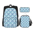 thumbnail image 1 of Easygdp Blue Fish Scale Texture Mochila para Niños y Niñas con Set de Caja de Almuerzo y Estuche para Lápices 3 en 1, Mochila Escolar Estampada para Adolescentes, 1 of 7