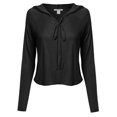thumbnail image 1 of FashionOutfit Women's Solid Caged Front Long Sleeves Cropped Hoodie, 1 of 3