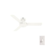 Hunter 44 inch Indoor Ceiling Fan No Light - White Modern Ceiling Fan without Light, 3 Blades, Low Profile Mount, For Bedroom, Living Room, or Kitchen, Wall Control - Presto 52402, Matte White