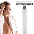 thumbnail image 2 of UsilkU Professional Men's Zinc Alloy Safety Razor Home Travel Portable Manual Shaver with Protection Cover and Storage Bag (Without Blade), Silver, 2 of 6