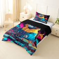 thumbnail image 2 of Manfei Music Cat Twin Comforter Sets, Cartoon Animal Bedding Set, Black Blue, Black Reversible, 2 Pieces, 1 Comforter and 1 Pillowcase, 2 of 7