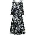 thumbnail image 1 of Plus size 5x Tall Womens Dress Silver Glitter Floral Print Long Sleeve Square Neck Princess Cut, 1 of 4