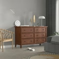 IKENO 6 Drawers Wood Dresser, Caramel Solid Wood Chest of Drawers, 6