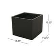 thumbnail image 6 of Fardeen Outdoor Modern Medium Cast Stone Square Planter, Black, 6 of 6