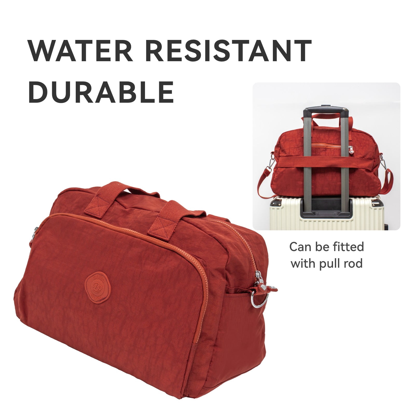 01008-Large Capacity Duffle Bag, Waterproof Fabric, Can Wear Trolley Duffel Bag, Sports And Leisure Fitness Bag（copper red）