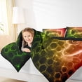 thumbnail image 4 of Manfei Boys Gaming Gamer Bedding Comforter Set 2pcs, Gradient Game Console Twin Comforter Sets, Black Gold Orange Honeycomb Bedding Set, Ultra Soft Home Decor, 4 of 8