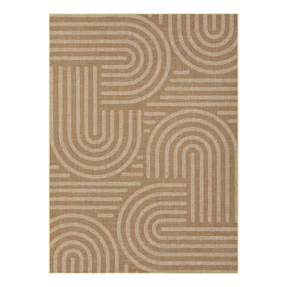 Volkmi Abstract Easy Jute Area Rug 9x12 Washable Large Living Room Rug Indoor Outdoor Patio Rug, Modern Farmhouse Non Slip Stain Resistant Carpet for Backyard Dining Room Bedroom