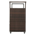 thumbnail image 6 of Gzxs Outdoor Patio Serving Bar Cart Storage Sideboard with Wheels Wicker Rattan, Gradient Brown, 6 of 10