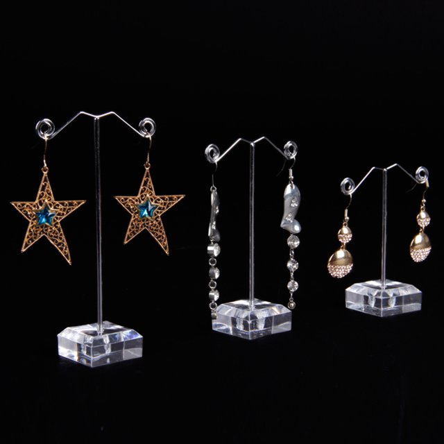 3 Pcs Présentoirs à Boucles d'Oreilles Base Acrylique Présentoirs à Bijoux Simples Supports de Boucles d'Oreilles