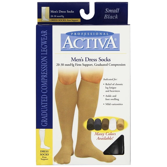 Activa Mens Dress Firm 20-30 Knee Black Sm