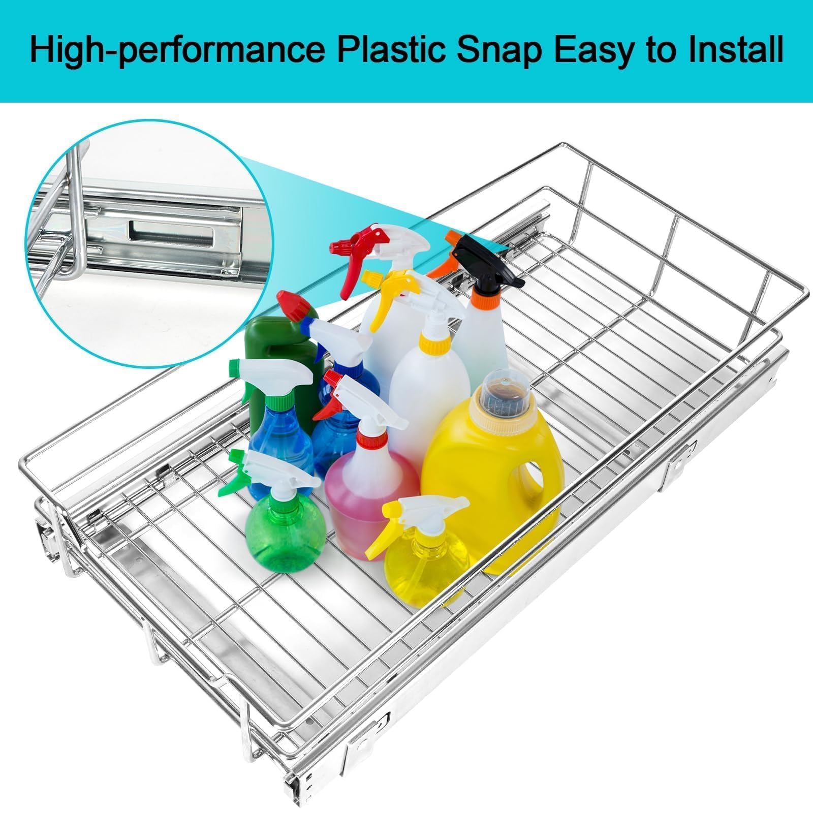 Storking Pull Out Cabinet Organizer 20" W X 22" D, Slide Out Drawers for Kitchen Organizers and Storage, Capacity Heavy Duty Caddy, Shelves Chrome-Plated, Pantry