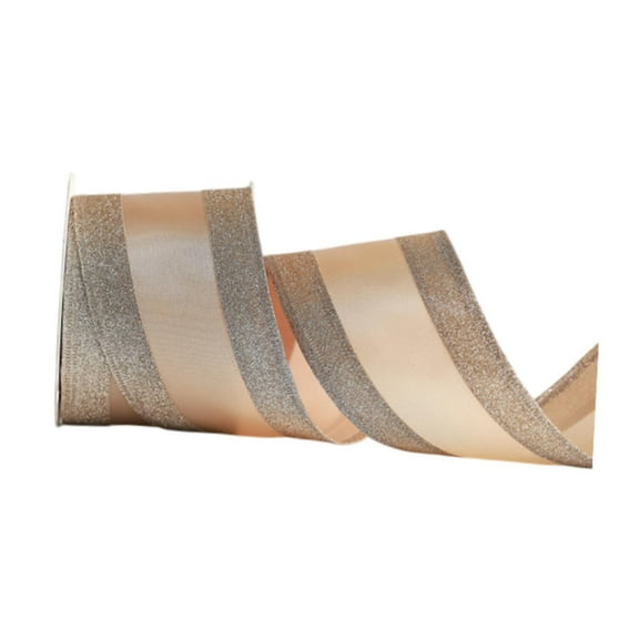 yotijay Christmas Ribbon 2.48 inch Wide Multipurpose Champagne Christmas Tree Ribbon for