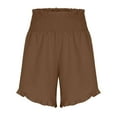 thumbnail image 5 of Plebaso Shorts for Women Smocked High Waist Loose Casual Shorts Summer Ruffle Hem Dressy Beach Shorts, 5 of 5