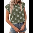 thumbnail image 1 of Chandails d'Été Décontractés Imprimés pour Femmes à Manches Cap, Col Rond, Mignons, en Tricot, Verts, TG, 1 of 9