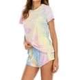 thumbnail image 7 of Edvintorg Pajamas 2 Piece Lounge Sets Fashion Women Tie-Dye Print Short Sleeve Top Shorts Tracksuit Nightwear Sleepwear Set Loungewear, 7 of 7