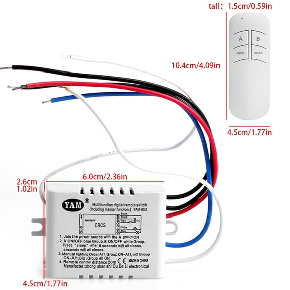 2-way Wireless Light and Receiver Kit Remote Control Lighting Fixture for LED Bulbs, Ceiling Lights, Lamps