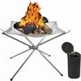 thumbnail image 1 of Portable Bonfire Campfire Fire Pit Collapsing Stainless Steel Mesh Fireplace Foldable Camping Fire Pit Camping Gear, 1 of 6