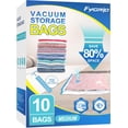 thumbnail image 1 of Fygrip Paquete de 10 bolsas de almacenamiento al vacío medianas con bomba manual 80% ahorro de espacio bolsas selladas al vacío para ropa bolsas de compresión al vacío para equipaje de viaje mantas ed, 1 of 7