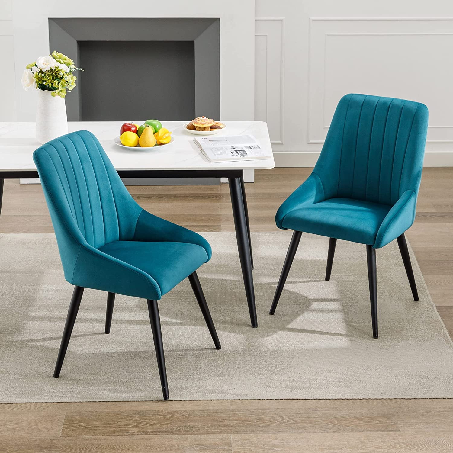 Duhome Velvet Accent Chair Set of 2, Modern Upholstered Dining Chairs